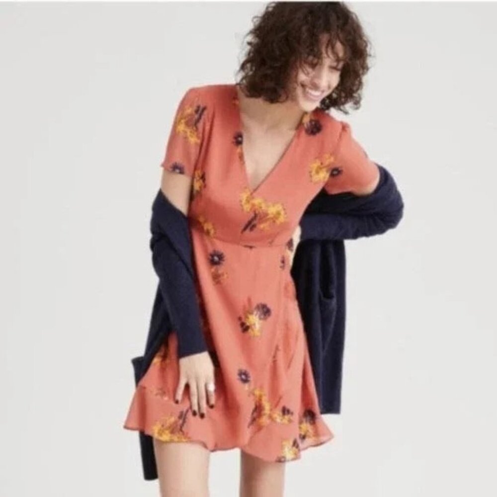 Madewell Posy Cactus Flower Dress Size 0 in Spiced Rose J0296